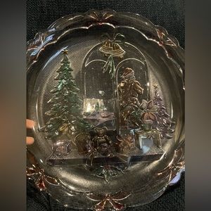 Vintage 1990s Christmas joy platter‎ 14.5 in clear